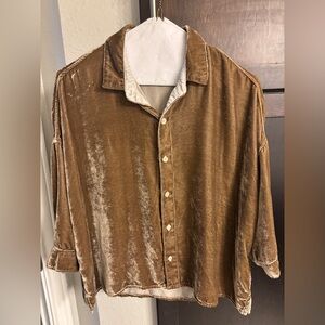 Free People Gold Button down top size S